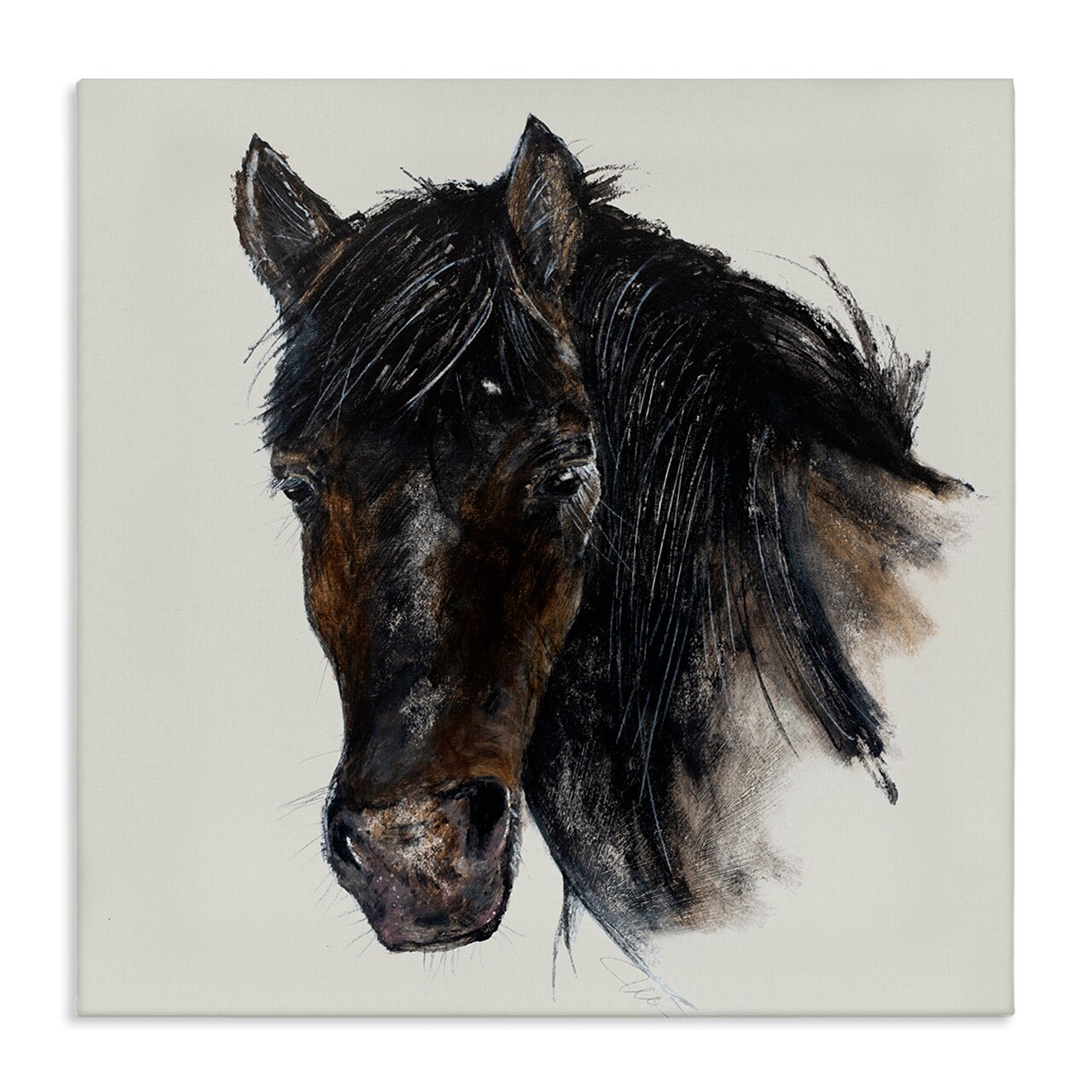 Stupell Industries Paint Stroke Black Horse Canvas Wall Art Design by Filippo Ioco